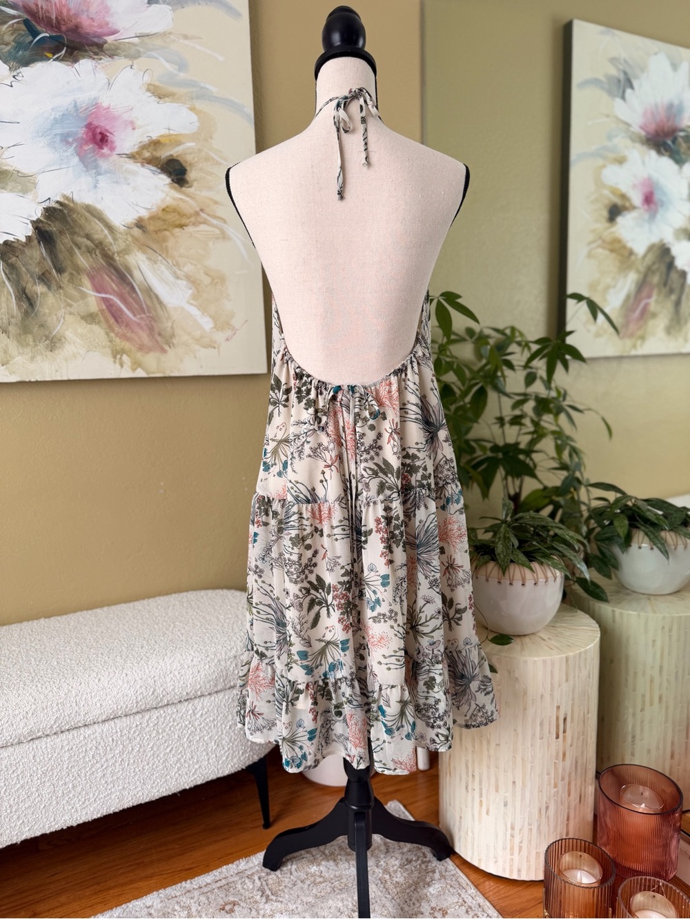 ** NWOT ** Melrose and Market Halter Backless Midi Free People Anthropologie